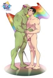 billy_kaplan black_hair blonde_hair blue_eyes boyfriend brown_eyes green_skin hulkling husbands marvel marvel_comics nude pride_colors pride_flag pride_month teddy_altman wiccan young_avengers