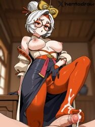 1boy 1boy1girl bare_shoulders big_breasts blush breasts breasts_out cum cum_on_foot dominant dominant_female domination dominatrix duo eye_mask eyemask eyeshadow eyewear eyewear_on_head female footjob glasses gloves hair_ornament hair_stick hairbun hentadraw indoors large_breasts large_tits makeup male nintendo pantyhose purah purah_(tears_of_the_kingdom) red_eyes red_eyes_female red_eyeshadow red_pantyhose sheikah short_hair straight tears_of_the_kingdom the_legend_of_zelda the_legend_of_zelda:_tears_of_the_kingdom tits_out video_game video_game_character video_game_franchise white_hair white_hair_female