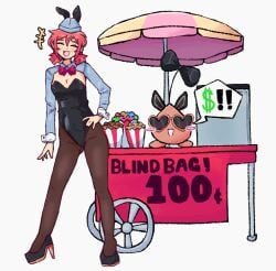 1girls bunny_ears female fishnets food_stand heart_glasses high_heels omori playboy_bunny playboy_outfit popcorn_girl popcorn_girl_(omori) red_hair redhead_female sprout_mole tagme