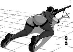 ass big_ass big_butt female female_only gun hi_res htetlin oc original original_character round_butt sniper_girl sniper_rifle stockings