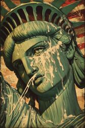 ai ai_art ai_assisted ai_generated bukkake crown cum cum_on_face face facial female female_focus flag french french_female green_skin lady_liberty lewd patriotism portrait rule34 rule_34 statue statue_of_liberty united_states_of_america usa