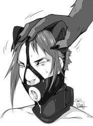 1ambiguous 1boy ambiguous_gender angry bondage collar disembodied_hand donut_mouth duo face_harness fake_animal_ears femboy harness_gag head_pat male pet_play petplay petting petting_head posture_collar submissive submissive_male tagme viddharta-joshua