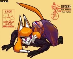 2018 alternate_version_at_source android anthro ass big_ass big_butt buttjob canine clothing cum cum_drip cum_dripping female flat_chested footwear highres hot_dogging huge_ass huge_butt inessa_(marthedog) legwear looking_back machine male mammal marthedog original original_character panties pantyhose penis penis_in_pantyhose red_eyes robot simple_background smile straight text thick_thighs underwear wedgie