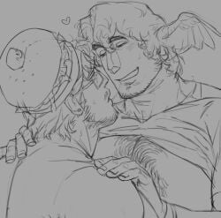 007n7 007n7_(forsaken) 2boys after_kiss bara bara_tiddies bara_tits eye_contact forsaken forsaken_(roblox) gay muscular muscular_male roblox roblox_game robloxian saliva saliva_string shedletsky shedletsky_(forsaken) shirt_lift shirt_up sitting_on_person ti77yl0ver ti77ylover wings wings_on_head yaoi