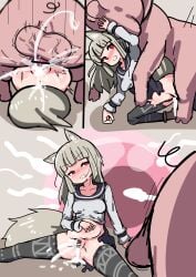 1boy 1girls after_sex after_vaginal all_fours angry animal_ears animal_genitalia animal_penis animal_tail balls bar_censor big_balls breasts censor_bar censored censored_penis clothed clothed_female clothing cum cum_in_pussy cum_inside doggy_style female female_on_feral huge_balls huge_testicles human_female impregnation long_hair looking_at_viewer male male/female medium_breasts myuri_(spice_and_wolf) nervous penis pig pig_ears pig_penis pointy_ears pussy red_eyes school_uniform schoolgirl schoolgirl_uniform seiranaichi sex sitting spice_and_wolf testicles twintails zoophilia