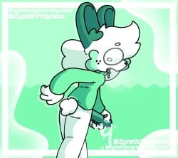 clothed cum cum_on_penis digital_media_(artwork) male male_only mammal masturbation non-human non-human_only partially_clothed rabbit solo toony zynni zynni_solace