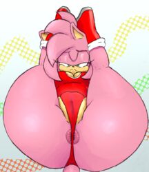 alternate_body_type amy_rose anus ass breasts legs_over_head legs_up leotard partially_visible_vulva pussy sonic_(series) soubriquetrouge