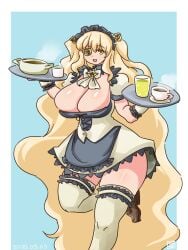 1girls blonde_hair dress female huge_breasts itini-sanshi kirakishou maid rozen_maiden skirt smile solo tagme