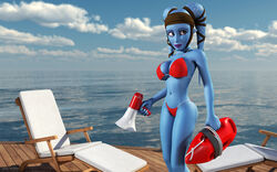 1girls 2014 3d aayla_secura alien alien_girl artist_name bare_shoulders big_breasts bikini bikini_bottom bikini_top blue_skin busty chair cleavage clone_wars curvy day detailed_background eyelashes female female_only front_view headgear holding_object hourglass_figure humanoid jedi jedi_master kondaspeter lifeguard mammal midriff outdoor outside pose posing purple_lips rescue_buoy shadow shiny shiny_skin solo standing star_wars swimsuit thong twi'lek voluptuous water wide_hips yellow_eyes