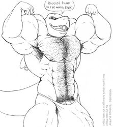 2012 big_veins dialogue english_text flexing furgonomics gigantic_penis hirsute ikaroa male male_only marine monochrome muscular navel nipple_ring shark sharp_teeth smile thong traditional_media_(artwork) veiny_penis victoria_viper