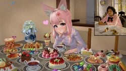 16:9 1girls 3d 3d_(artwork) 4k animal_ears cake candles cat_mouth cookie cute cute_girl donut dress female female_focus flowers flyingcookie fox_ears fox_girl girl happy heart kemonomimi kitchen koikatsu looking_at_viewer open_eyes original original_character pink_dress pink_eyes pink_hair rose_(flower) sfw short_hair sweets tea touching touching_face touching_self watermark wholesome young younger_female