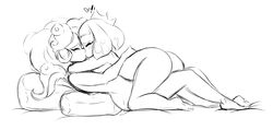 2girls ass bare_arms bare_legs barefoot bed black_and_white blush breast_press breasts closed_eyes crown cute dullvivid fluffernubber happy_sex headphones heart inkling kissing making_out marina_(splatoon) naked nintendo nude octoling pearl_(splatoon) pillow sex short_hair sideboob sketch splatoon splatoon_2 tentacle_hair thick thick_hips thick_thighs wide_hips yuri