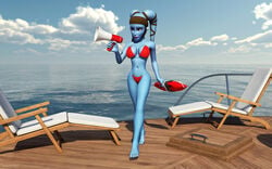 1girls 2014 3d aayla_secura alien alien_girl arms_up artist_name bare_shoulders barefoot big_breasts bikini bikini_bottom bikini_top blue_skin busty chair cleavage clone_wars curvy day detailed_background eyelashes female female_only front_view headgear holding_object hourglass_figure humanoid jedi jedi_master kondaspeter lifeguard looking_at_viewer mammal midriff outdoor outside pose posing purple_lips rescue_buoy shadow shiny shiny_skin solo star_wars swimsuit thong twi'lek underboob voluptuous walking water wide_hips yellow_eyes