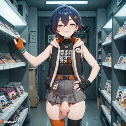 ai_generated anime ass belle belle_(zenless_zone_zero) big_dick big_penis black_eyes blue_hair dark_hair fat_ass femboy gacha gay genitals hentai hips hips_wider_than_shoulders hoyoverse male male_only massive_penis mihoyo partially_clothed penis short_hair slim_waist smooth_skin thick_thighs trap uncensored userzon video_game_character video_games waist yaoi zenless_zone_zero zzz