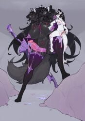2025 3_heads 4_toes 5_fingers anthro areola belly big_belly big_breasts big_penis big_tongue biped black_body black_fur black_hair black_sclera blue_cum blush bodily_fluids breasts canid canine canis claws colored_cum colorful_cum corruption cum cum_drip cum_from_vagina cum_in_vagina cum_inside cum_on_leg cum_on_penis cum_overflow deep_kiss digital_media_(artwork) digitigrade dripping duo feet female finger_claws fingers ftg_transformation fti_transformation fur gender_transformation genital_fluids genital_growth genitals growth gynomorph hair hand_on_head hand_on_nipple hi_res intersex kay_rox kissing larger_anthro larger_gynomorph larger_intersex lc79510455 leaking_cum licking licking_lips long_tongue looking_pleasured mammal masturbation melee_weapon multi_head nihaku_(character) nipples nude open_mouth orgasm paws penile penile_masturbation penis penis_growth pink_areola pink_cum pubic_tattoo purple_areola sealed simple_background size_difference smile stomach_bulge sword tail tattoo thick_thighs toe_claws toes tongue tongue_out transformation unusual_bodily_fluids unusual_cum unusual_genital_fluids vein veiny_penis vulva weapon white_body white_fur white_hair wolf womb_tattoo yellow_eyes