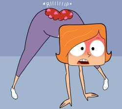 ass big_ass debbie_turnbull debs_turnbull downward_dog female female_only impstripe milf open_mouth orange_hair ripped_pants robotboy screaming shocked underwear