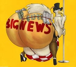 albatross anthro anthro_male anthro_only ass ass avian avian_humanoid balls bent_over big_ass big_balls big_bulge big_butt big_testicles big_thighs bottom_heavy bottomless bottomless_male bubble_ass bubble_butt bulge femboy fishnets girly gold_eyes golden_eyes hi_res high_heels high_quality high_resolution highres huge_ass huge_balls huge_bulge huge_butt huge_testicles huge_thighs hyper hyper_ass hyper_balls hyper_bulge hyper_butt hyper_genitalia hyper_testicles hyper_thighs large_ass large_balls large_bulge large_butt large_testicles large_thighs looking_at_viewer looking_back male massive_ass massive_balls massive_bulge massive_butt massive_testicles massive_thighs money morgans_(one_piece) newspaper one_piece partially_clothed patreon pole_dancing rhynobullraq solo solo_anthro solo_femboy solo_focus solo_male stockings testicles thick_ass thick_balls thick_bulge thick_butt thick_testicles thick_thighs thong white_feathers yellow_background