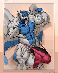 2016 avian big_penis big_veins black_beak bulge colored erection flexing frenulum furry gigantic_penis gigantic_testicles male_only muscular owl partially_retracted_foreskin penis_outline phone plumage sagging_balls selfie sova sova_13 speedo talons tenting thick_penis thong two_tone_feathers uncut veiny_penis victoria_viper white_penis wings yellow_eyes