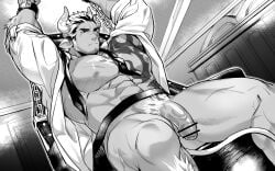 1boy abs animal_ears animal_tail bara beard_stubble beefy belt big_areola big_breasts big_penis black_and_white bovine bovine_ears bovine_horn bovine_humanoid breasts captured censor_bar censored censored_penis chained chains chest_hair curved_horn daddy dilf flaccid foreskin frown gay gozu_farm greyscale hi_res horn huge_breasts huge_cock humanoid humanoid_penis hunk indoors leg_tuft light_hair male male_breasts male_only manly mature_male monochrome multicolored_hair muscles muscular muscular_legs muscular_male muscular_thighs neutral_expression norn's_dine open_clothes oppai pecs pointless_censoring pubic_hair quadriceps restrained restrained_arms scar scar_across_eye scar_on_chest scar_on_face scar_on_leg scar_on_nose scars_all_over shackled_wrists shackles shido_(norn's_dine) short_hair sideburns sitting sitting_on_chair six_pack solo tail tattoo tattoo_on_chest tattoo_on_face tattoo_on_stomach tattooed_arm thick thick_eyebrows thick_penis thick_thighs torture tough_guy tuft uncircumcised uncut unretracted_foreskin veiny_penis very_high_resolution yaoi