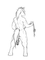 backsack balls cryphalen(artist) equine horse male male_only mammal muscular nude rope solo