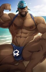 archie_(pokemon) bulge bulge_through_underwear collabmas, flaccid flexing flexing_bicep gasaiv male_only muscles muscular muscular_male solo solo_male team_aqua xelgot