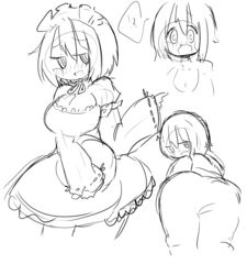 1girls ass busty chara cute hypnotized_personality_change hypnotized_presentation large_breasts looking_at_viewer looking_back maid maid_uniform petronoise sketch toby_fox undertale