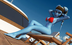 1girls 2014 3d aayla_secura alien alien_girl alternate_version_available artist_name bare_shoulders barefoot big_breasts bikini bikini_bottom bikini_top blue_skin busty chair clone_wars curvy day detailed_background eyelashes female female_only front_view headgear holding_object hourglass_figure humanoid jedi jedi_master kondaspeter lifeguard mammal midriff outdoor outside pose posing purple_lips shadow shiny shiny_skin sitting solo star_wars swimsuit thong twi'lek underboob voluptuous water wide_hips yellow_eyes