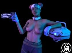 3d apex_legends breasts dark-skinned_female dark_skin female lifeline_(apex_legends) middlemansfm nipples red_hair solo