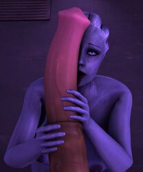 3d alien animal_genitalia animal_penis asari blue_eyes blue_skin commander_shepard equine_penis fellatio femshep futa_on_futa futa_only futanari horse_penis horsecock huge_cock human_with_animal_genitalia human_with_horsecock imnobodysfm intersex liara_t'soni mass_effect nude penis_on_face precum source_filmmaker