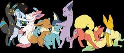 2girls 6boys all_fours amber_eyes anal anal_sex ass_up balls black_background bow brown_tail canine closed_eyes dipstick_tail double_penetration eevee eeveelution escuron fellatio female flareon forked_tail fur glaceon group group_sex jolteon kinkangel kissing leafeon looking_back male male_penetrating mammal markings multicolored_tail nintendo open_mouth oral orgy penetration penis pink_fur pink_paws pink_penis pokemon pokemon_(species) purple_eyes purple_fur raised_tail red_fur ribbons sex simple_background socks_(marking) spread_legs spreading straight sylveon tail_sex tongue umbreon vaginal_penetration vaporeon video_games yaoi yellow_tail