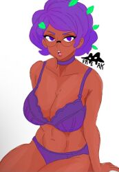 bikini dark-skinned_female female glasses_on_face jpeg purple_eyes purple_hair rosa_(brawl_stars)