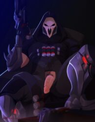 1boy armor blizzard_entertainment circumcised clothed coppertonepretty eroticlava flaccid functionally_nude male male_focus male_only mask overwatch overwatch_2 partially_clothed penis pubic_hair reaper solo solo_focus solo_male tumblr_username uncensored veiny_penis weapon