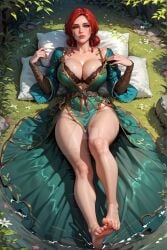 ai_generated big_breasts green_eyes long_hair mature mature_female milf red_hair the_witcher the_witcher_(series) the_witcher_3:_wild_hunt triss_merigold