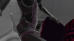 1futa 1girls black_penis blowjob oral original robot_girl shalltear_bloodfallen vrchat vrchat_avatar