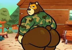 1boy 1male 1man ai_art ai_generated animal_crossing anthro ass ass_bigger_than_head bara bara_ass bara_butt bear bear_ears bear_tail big_ass big_ass_(male) big_butt big_butt_(male) bottomless chubby chubby_female dumptruck_ass dumptruck_butt fat_ass fat_butt fat_male fat_man furry gay huge_ass huge_butt humanoid ike_(animal_crossing) kemono looking_back male male_only muscular muscular_male nintendo outdoor_nudity outdoors partially_clothed thick_ass thick_butt thick_thighs