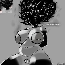 black_arms black_legs chubby eldritch_being eldritch_horror fanart fat_pussy glowing_eyes gray_nipples inverted_nipples noxxxxxx22 the_visitor_(zeblackballd) zeblackballd_(artist)