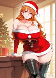 1girls ai_generated bangs bare_shoulders belt black_legwear black_thighhighs blush boots box breasts brown_eyes christmas christmas_ornaments christmas_outfit christmas_tree clavicle cleavage closed_mouth clothing curvaceous curvaceous_female curvaceous_figure curvy curvy_figure detached_sleeves difuxer dress earrings female female_focus female_only footwear fur-trimmed_dress fur-trimmed_headwear fur_trim gift gift_box gloves hat headwear high_heels huge_breasts indoors jewelry large_breasts legwear long_hair looking_at_viewer nami nami_(one_piece) one_piece orange_eyes orange_hair red_dress red_headwear santa_costume santa_dress santa_hat short_dress shoulder_tattoo skindentation smile solo standing strapless strapless_dress tattoo thick_thighs thigh_boots thighhighs thighs very_long_hair voluptuous voluptuous_female window