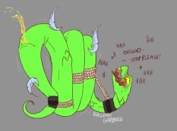 begging_to_stop blush bondage bound cloaca fangs laughing oc omorashi original_character peeing peeing_self raccoongarbage reptile rope rope_bondage serpent slit snake squirt tickle_torture tickling tied_up urination urine watersports