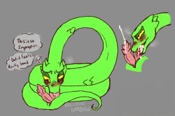 cloaca cum cumming cumming_in_mouth diphallia diphallism oc orgasm original_character raccoongarbage self_blowjob self_sucking serpent shame slit snake