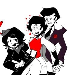 1girls 2boys 2boys1girl black_clothing black_eyes black_hair charlie_(don't_starve) dominant_male dominated_female domination don't_starve don't_starve_together dont_starve dont_starve_together dress_up elegant elegant_dress eltortillas9 eltortillas_(artist) exposed_pussy female gay gay_sex heart love_train male maxwell_(don't_starve) no_panties no_panties_under_dress no_pants purple_clothing red_clothing sex straight submissive submissive_male trio wilson_percival_higgsbury yaoi