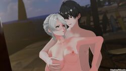 1boy 1girls 3d black_hair blender_(software) cum cum_drip cum_in_pussy cum_inside earrings from_behind from_behind_position gilf grabbing_breasts holding_leg light-skinned_female light-skinned_male light_skin longer_than_30_seconds longer_than_one_minute male/female male_rover_(wuthering_waves) older_female oriphinenilimeho rover_(wuthering_waves) shorter_than_two_minutes sound stand_and_carry_position standing standing_sex tagme video white_hair wuthering_waves xinyi_(wuthering_waves)