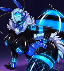 big_ass big_breasts bunny_waitress corruption enemy_conversion fishnets n-2_(rem_phase) original_character persona persona_5 rem_phase shadow_(persona) shadow_waitress spacen'cakes tagme thick_thighs transformation