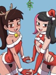 bulge darkeros13 femboy guy_hamdon male_only marco_diaz mistletoe ponytail princess_marco santa_dress shezow shezow_(character) star_vs_the_forces_of_evil