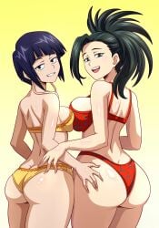 2girls aside ass back bedroom bimbo breasts busty clothed dripping female female_only hindquarters hips human jonna juice kyoka_jiro momo_yaoyorozu multiple_girls my_hero_academia panties pants presenting pussy shirt skintight smile smiling spread tagme teenager thick thighs worship