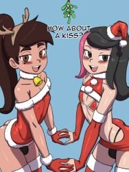 bulge darkeros13 femboy guy_hamdon male_only marco_diaz mistletoe santa_dress shezow shezow_(character) star_vs_the_forces_of_evil