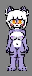 1girls 2d blush breasts deltarxt deltatif_(oc) furry no_clothes nude nude_female oc original_character pixel_art purple_nipples pussy sexy shark simple_background tiger_shark violet_skin white_hair