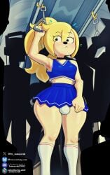 2024 5_fingers ambiguous_gender anthro artist_name biped black_eyes blonde_hair bluesky bluesky_logo bottom_heavy bottomwear breasts bulge canid canine canis cheerleader cheerleader_outfit cheerleader_uniform choker clothed clothing detailed_background digital_drawing_(artwork) digital_media_(artwork) discord_(app) discord_logo domestic_dog eyelashes fingers fur group gynomorph gynomorph_anthro gynomorph_focus hair hi_res intersex intersex_anthro intersex_focus jewelry long_hair male_(lore) mammal midriff motion_lines necklace panties parappa parappa_the_rapper ponytail rapid_transit silhouette skirt solo_focus somescrub sony_corporation sony_interactive_entertainment subscribestar subscribestar_logo subway sweat sweatdrop tan_body tan_fur text thick_thighs twitter underwear watermark white_clothing white_panties white_underwear wide_hipped_anthro wide_hips x_logo