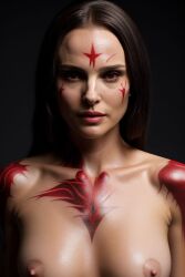 ai_generated breasts brown_hair celebrity clone_wars natalie_portman padme_amidala sith sith_padme star_wars tattoo tattoos