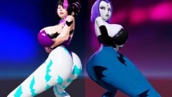 2girls 3d big_butt bubble_butt dancing huge_breasts huge_butt juri_han mp4 music prevence raven raven_(dc) tagme twerking video