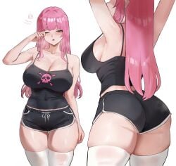 1girls artist_request huge_ass mori_calliope pink_hair tagme virtual_youtuber